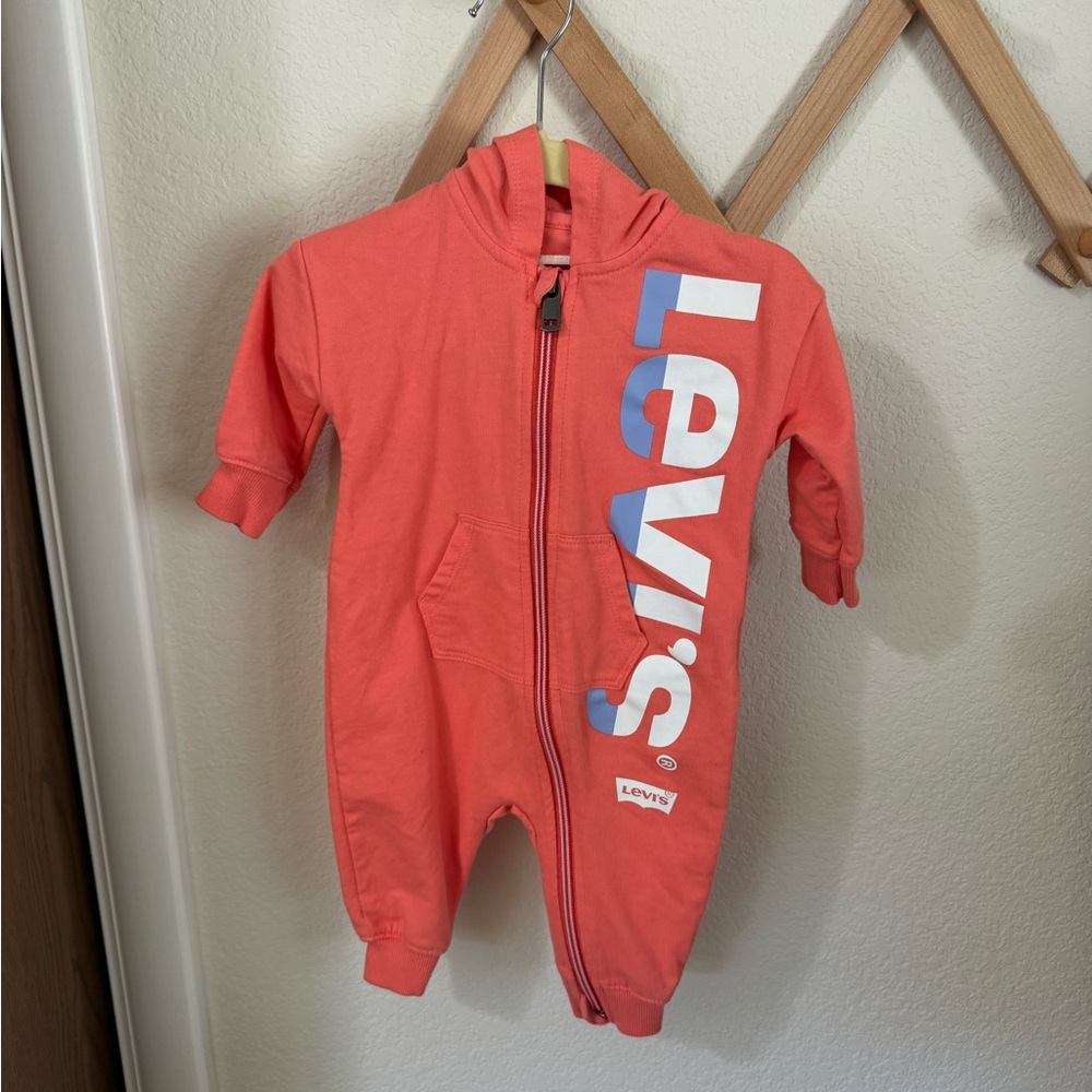 Levi's Kids Coral Footie with Blue Logo